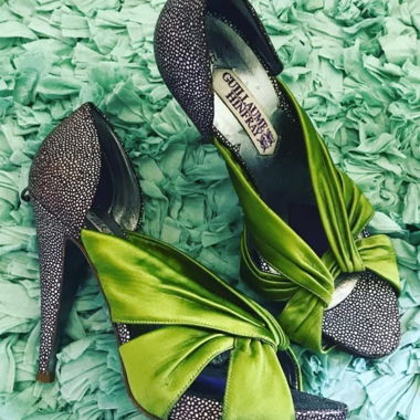 Scarpe Giullome Hinfray tacco 12 raso verde 