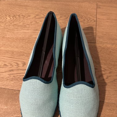 Light blue and “forest” green friulane (Loafers)