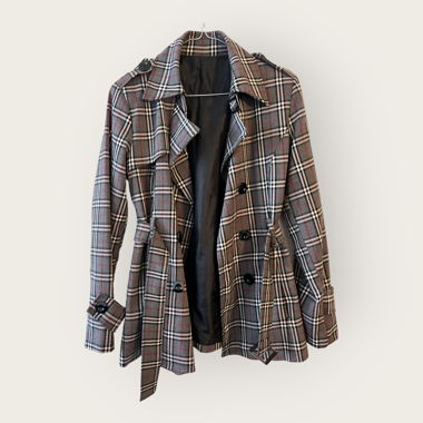 Short trench coat - Manteau court à carreaux