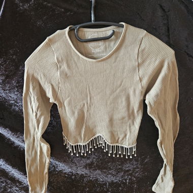 Zebra Bauchfrei Crop Top mit Fransen