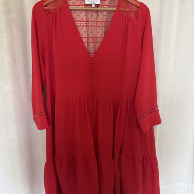 Red summer dress with lace back