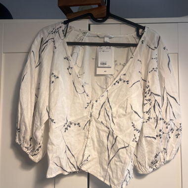 Leinenmischung-Bluse mit Blumenmuster