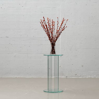 Support/Podium minimaliste en verre pour fleurs, 1980
