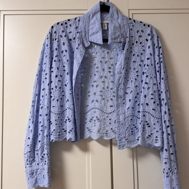 Light blue blouse with eyelet embroidery (H&M)