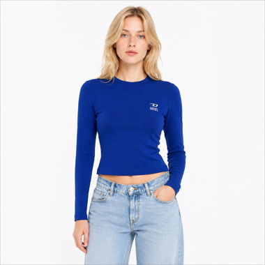 Diesel Blue Long Sleeve Stretch Top