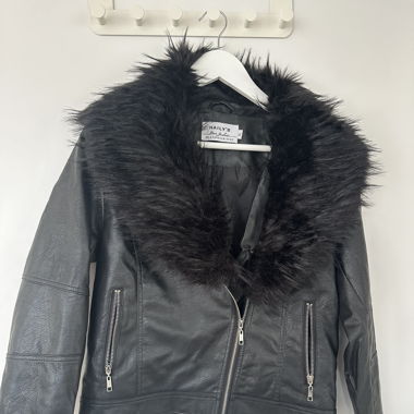 Lederjacke mit Plüsch