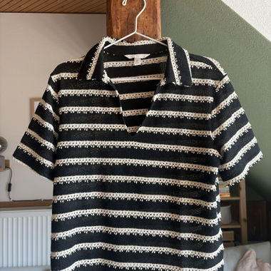 Striped Knit Polo Shirt