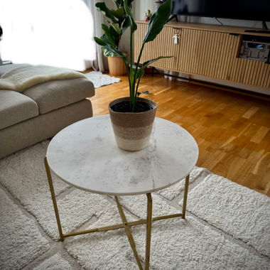 Round Marble Table with Metal Frame