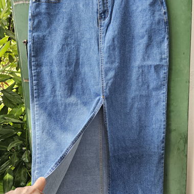 Jupe-culotte en denim maxi Mila Premium avec fente