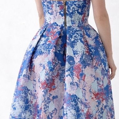 Blue floral midi dress with wide straps