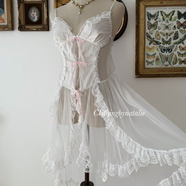 Vestito di lingerie in pizzo bianco Juliara taglia M