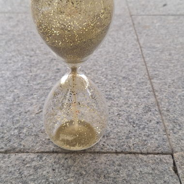 Decorative Glass Hourglass with Gold Glitter
