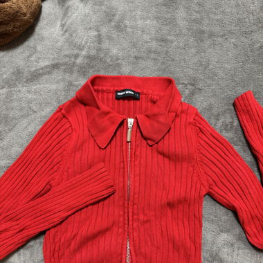 Ripped Cropped Red longarmed shirt