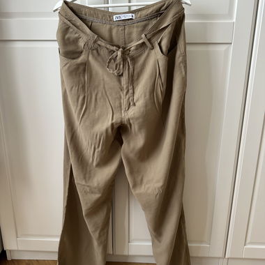 ZARA Khaki flowy pants XL midwaist pleat