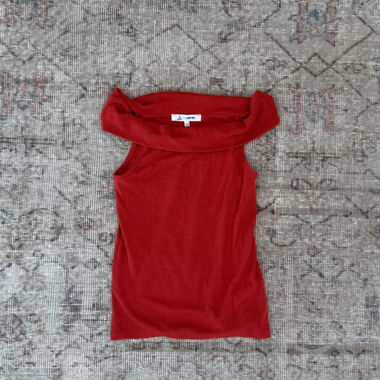 Rotes Ripp-Off-Shoulder-Top