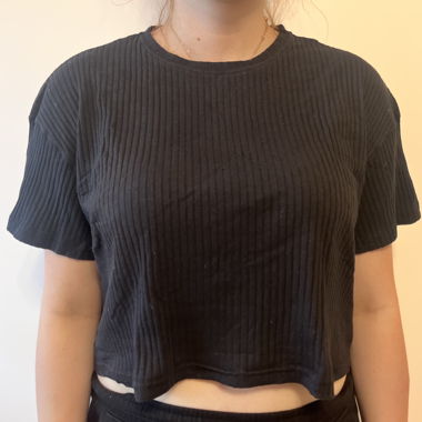 Zebra Black Cropped Shirt M
