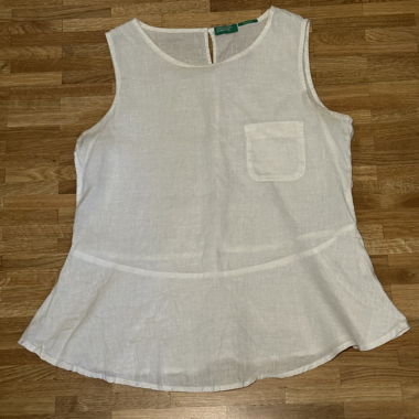 Benetton White Linen Sleeveless Top