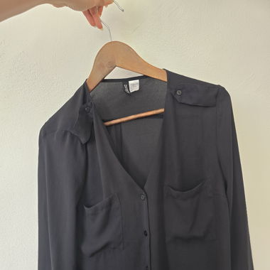 Black Sheer Button-Up Blouse – (EUR 38 / US 8)