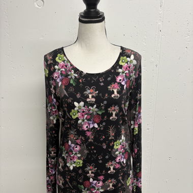 Marc Cain Langarmshirt 42 schwarz Blumen Viskose