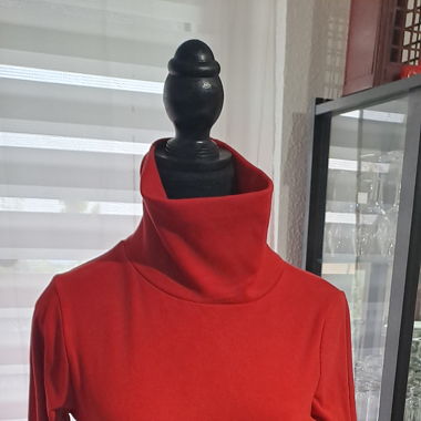 Pull col roulé rouge 