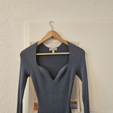 H&M Grey Blue Bodycon Longsleeve Dress