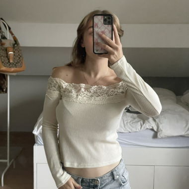 Lace off shoulder top