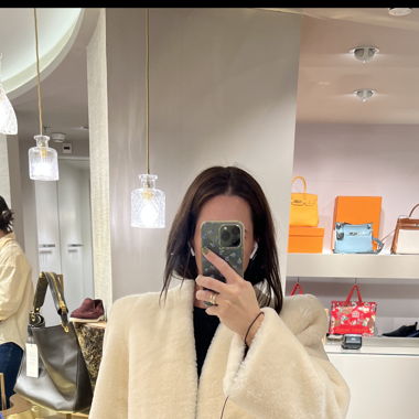 CHLOÉ Fur Short Coat Light Ochre