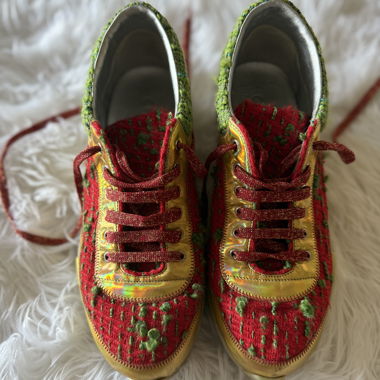 CHANEL Rare Runway Gold Tweed Lace-Up sneakers 
