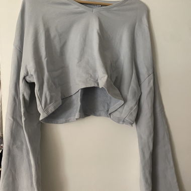Light Blue Cropped Long-Sleeve Top