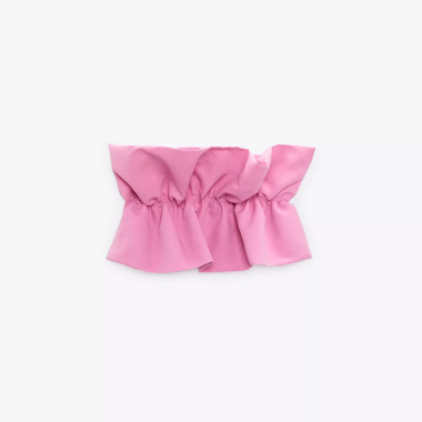 Zara Pink Top Crop Voluminoso