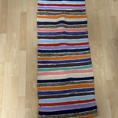 Multicolour striped runner rug