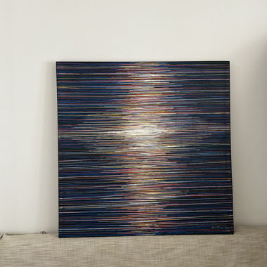 Abstract striped wall painting