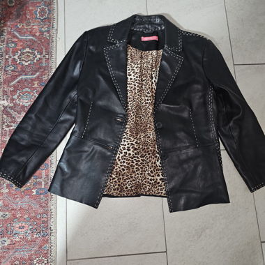 Schwarzer Echtleder-Blazer, apriori