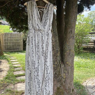 White Maxi Dress with Floral Pattern