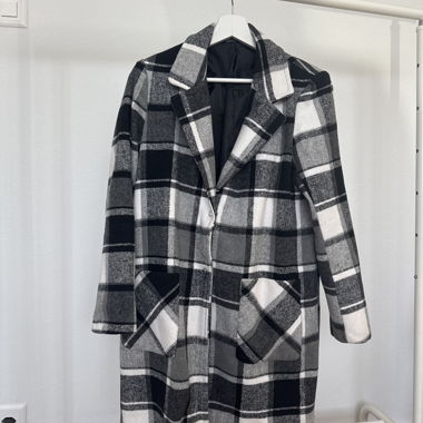 Checked Coat in Black-Grey-White