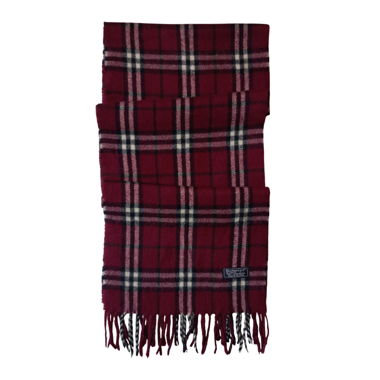 Vintage Burberry Scarf 100% Lambswool Darkred