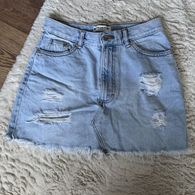 Destroyed Denim Skirt