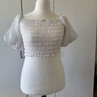 Blusa Bianca con Maniche a Palloncino