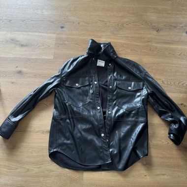 Bershka Overshirt in finta pelle nera Taglia M