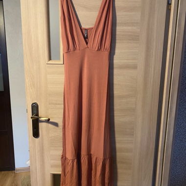 Pieces Korallenrote Midikleid XS neu
