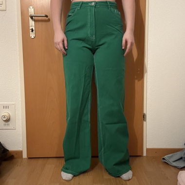 Green wide leg jeans