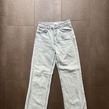 Hellblaue Wide Leg High Waist Jeans, Grösse 38