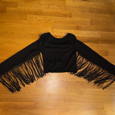 Top corto nero con frange Zara S