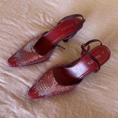 Burgundy Sequin Heels