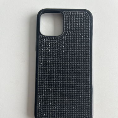 Black iPhone 12 case with rhinestones