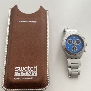 Swtach Irony Chrono Medium blue dial (2000)
