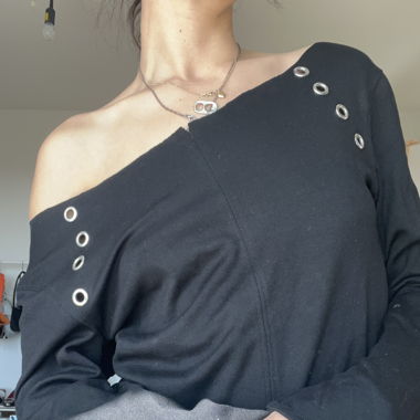 off the shoulder top with studs