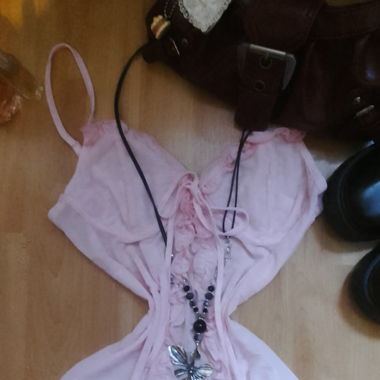 Haut transparent rose vintage 