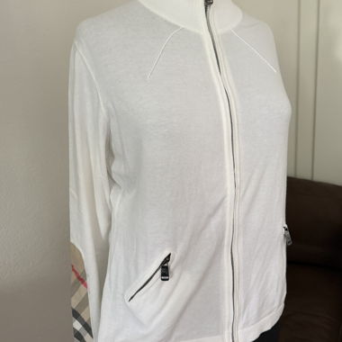 Pull zippé Burberry blanc