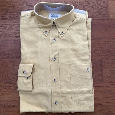 Chemise homme en lin jaune